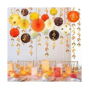 Kit de decoración de fiesta de otoño amarillo naranja_5