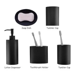 Juego de accesorios de baño de resina en negro juego de_6