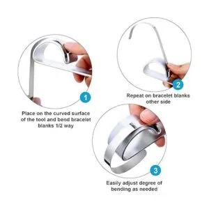 9 pulseras de acero inoxidable en blanco para
