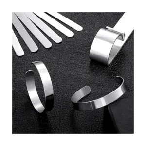 9 pulseras de acero inoxidable en blanco para