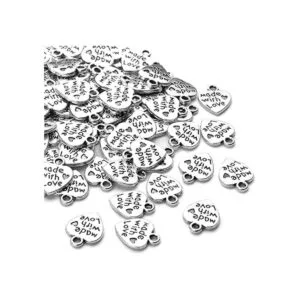 Abalorio de plata tibetana con forma de corazón hecho con_4