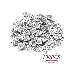 Abalorio de plata tibetana con forma de corazón hecho con_2