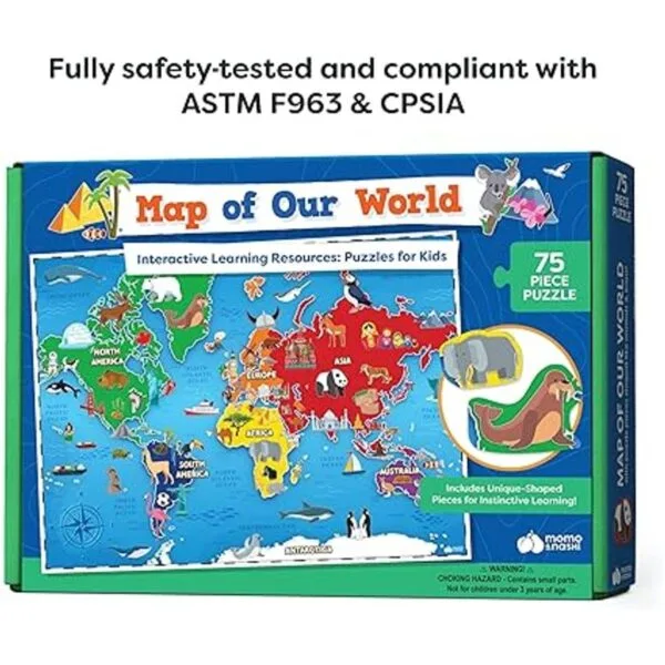 Rompecabezas de mapas mundiales para niños 75 piezas_6