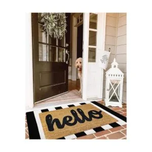 KOZYFLY Alfombra de algodón a rayas en blanco y negro_3