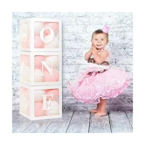 Cajas de globos para el primer cumpleaños con la palabra_4