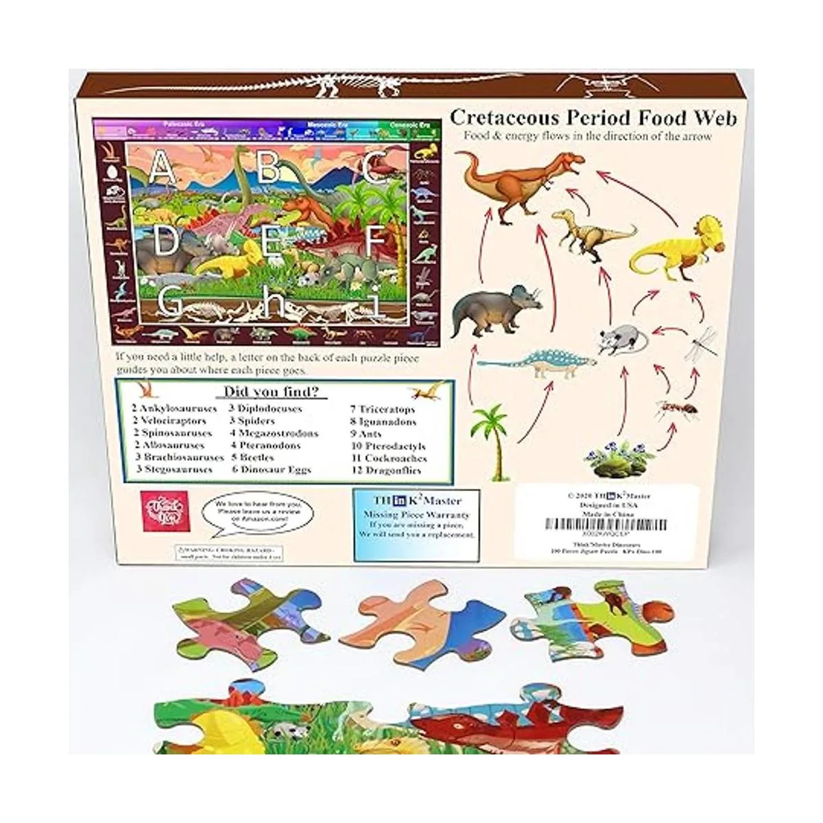 Think2Master Rompecabezas de dinosaurios de 100 piezas_5