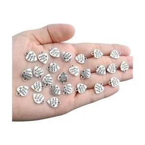 Abalorio de plata tibetana con forma de corazón hecho con_6