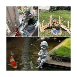 Goodeco Decoración de estatua de pescador estatuas y_5