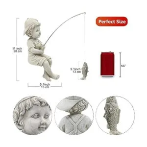 Goodeco Decoración de estatua de pescador estatuas y_4