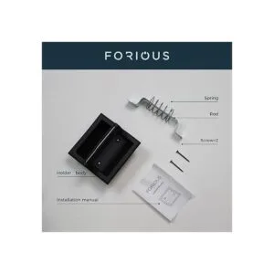 FORIOUS Soporte de papel higiénico negro mate soporte de_5