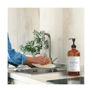 SUNRISE PREMIUM Dispensador de jabón de vidrio ámbar con