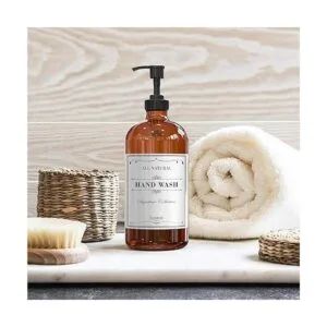 SUNRISE PREMIUM Dispensador de jabón de vidrio ámbar con