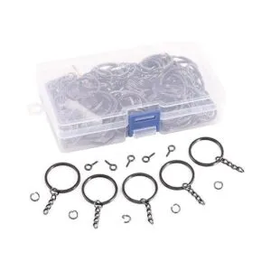 Swpeet Kit de 450 llaveros planos negros de 65 pulgadas