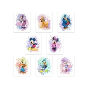 Mickey Mouse Juego de 8 impresiones de acuarela sin_1