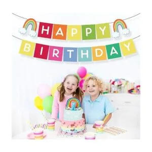 Banner de feliz cumpleaños arcoíris pancarta de_3