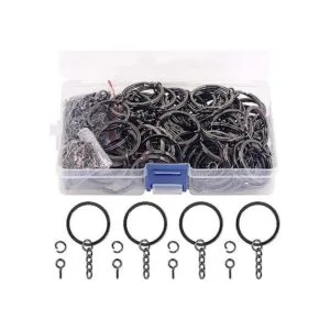 Swpeet Kit de 450 llaveros planos negros de 65 pulgadas