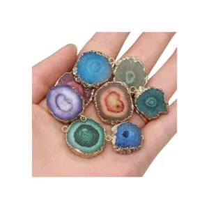 3 colgantes de hoja de ágata natural irregular redondos_2