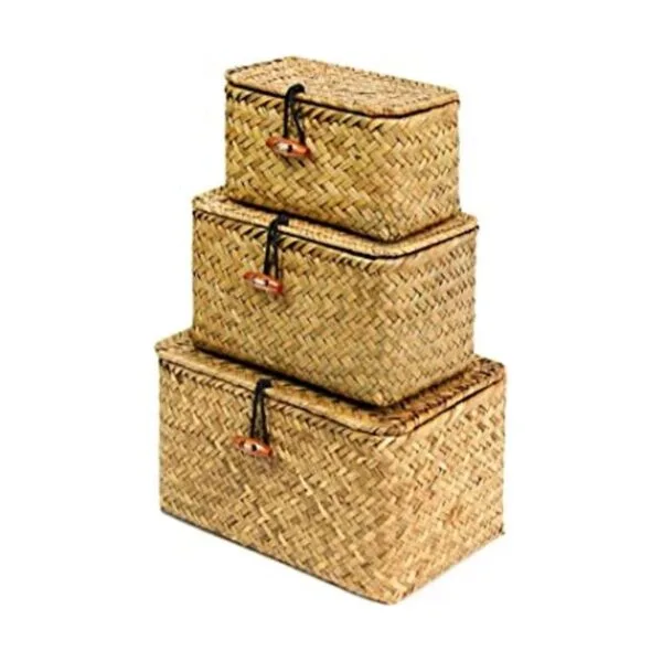 FEILANDUO Cestas de estante con tapa juego de 3 cajas de_1