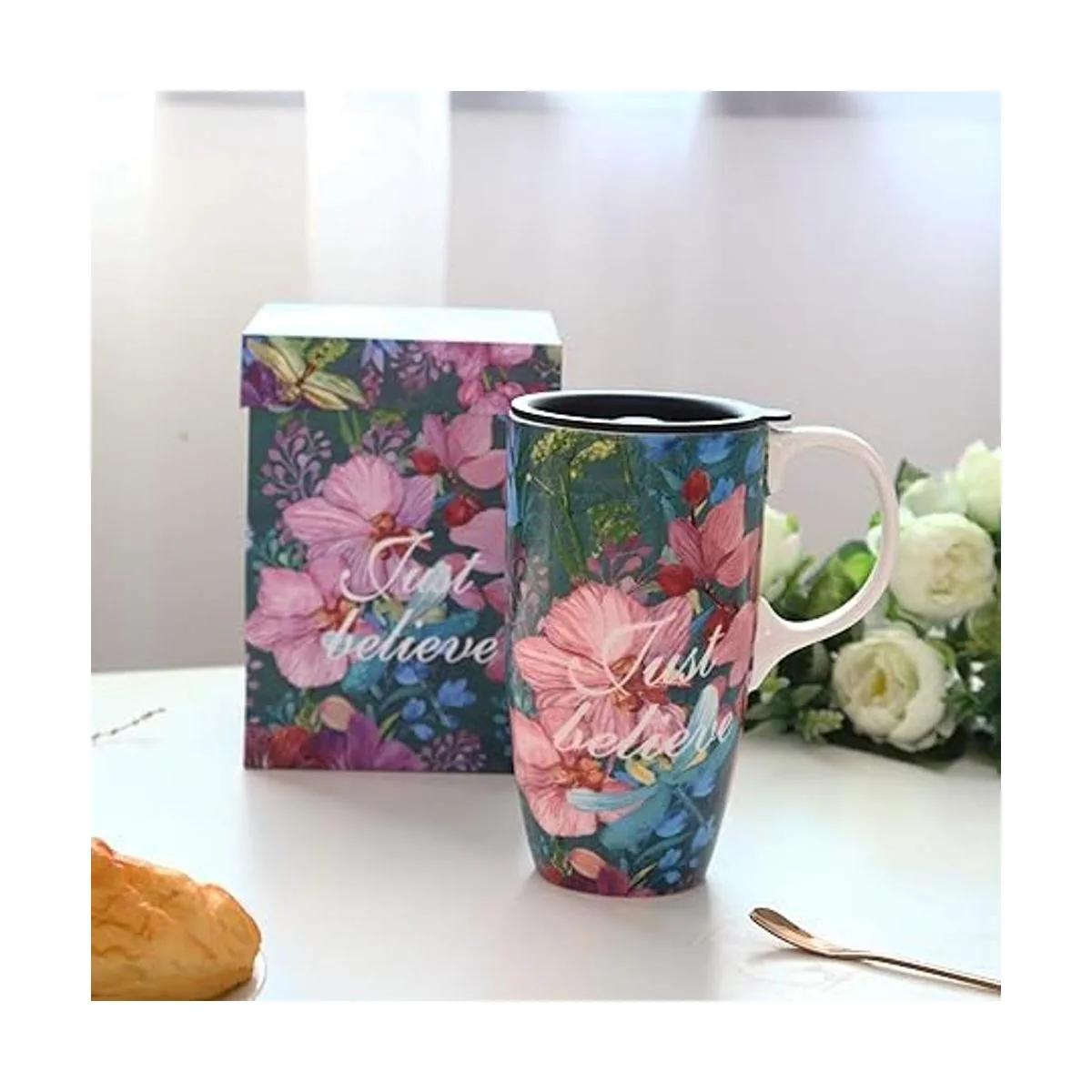 Taza de café de cerámica de 17 onzas con cajas de color y