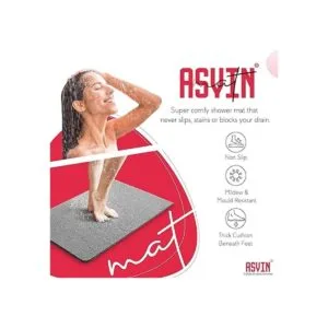 Asvin Tapete de baño con textura suave para ducha