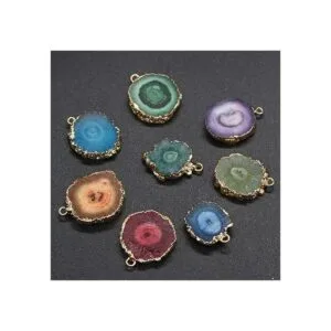 3 colgantes de hoja de ágata natural irregular redondos_6