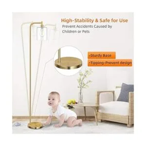 Lámpara de pie de diseño industrial con pantalla de cristal_4