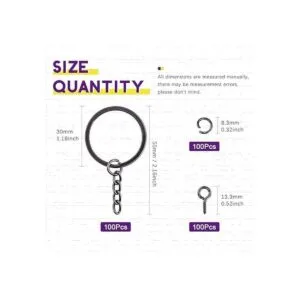 Swpeet Kit de 450 llaveros planos negros de 65 pulgadas