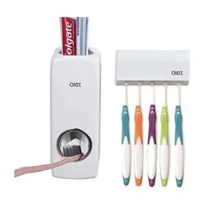 Juego de dispensador de pasta de dientes y soporte para