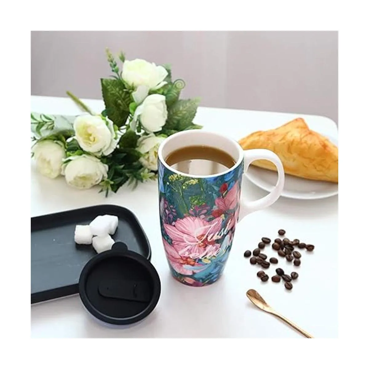 Taza de café de cerámica de 17 onzas con cajas de color y