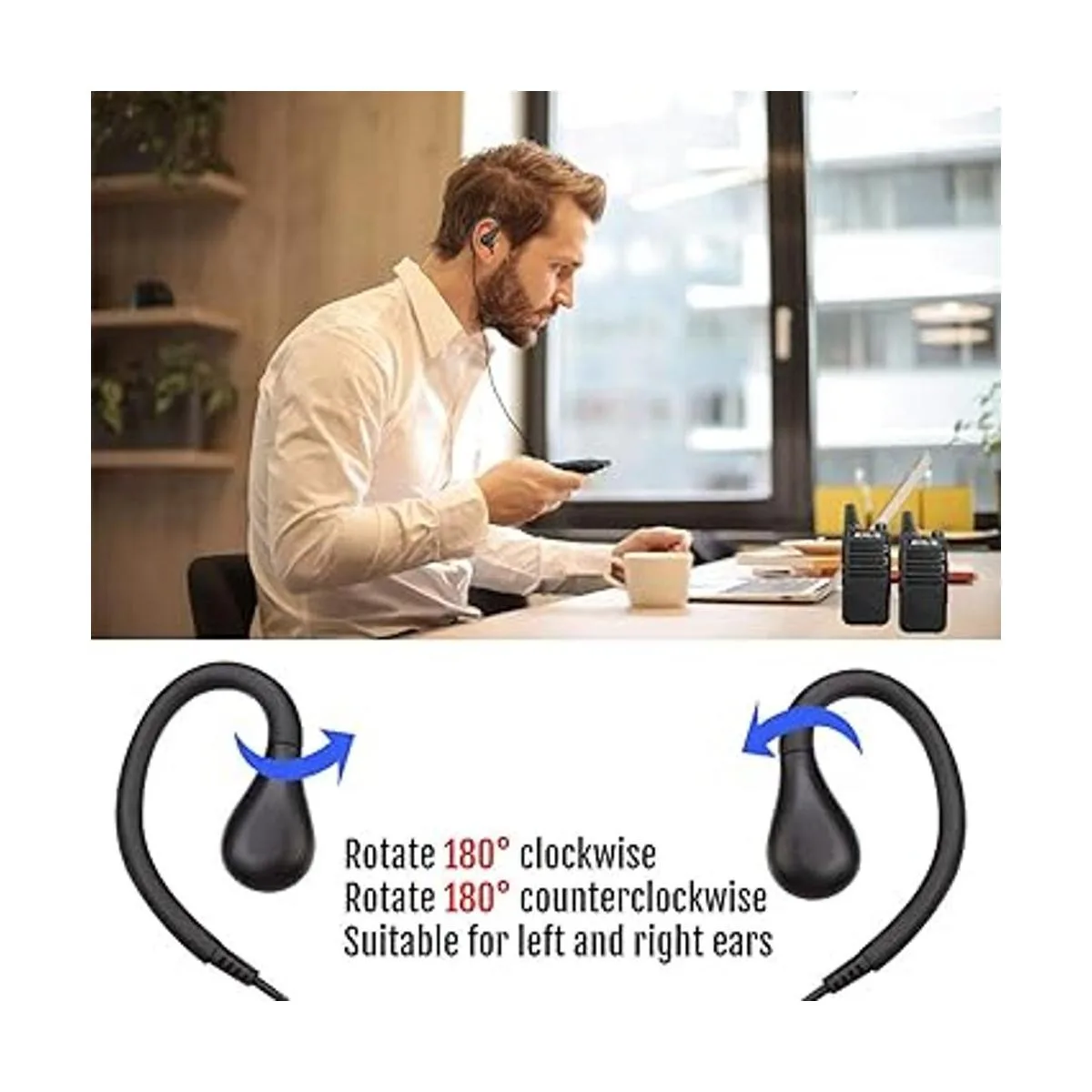 Retevis RT22 Walkie Talkie Audífonos con micrófono de 2_6