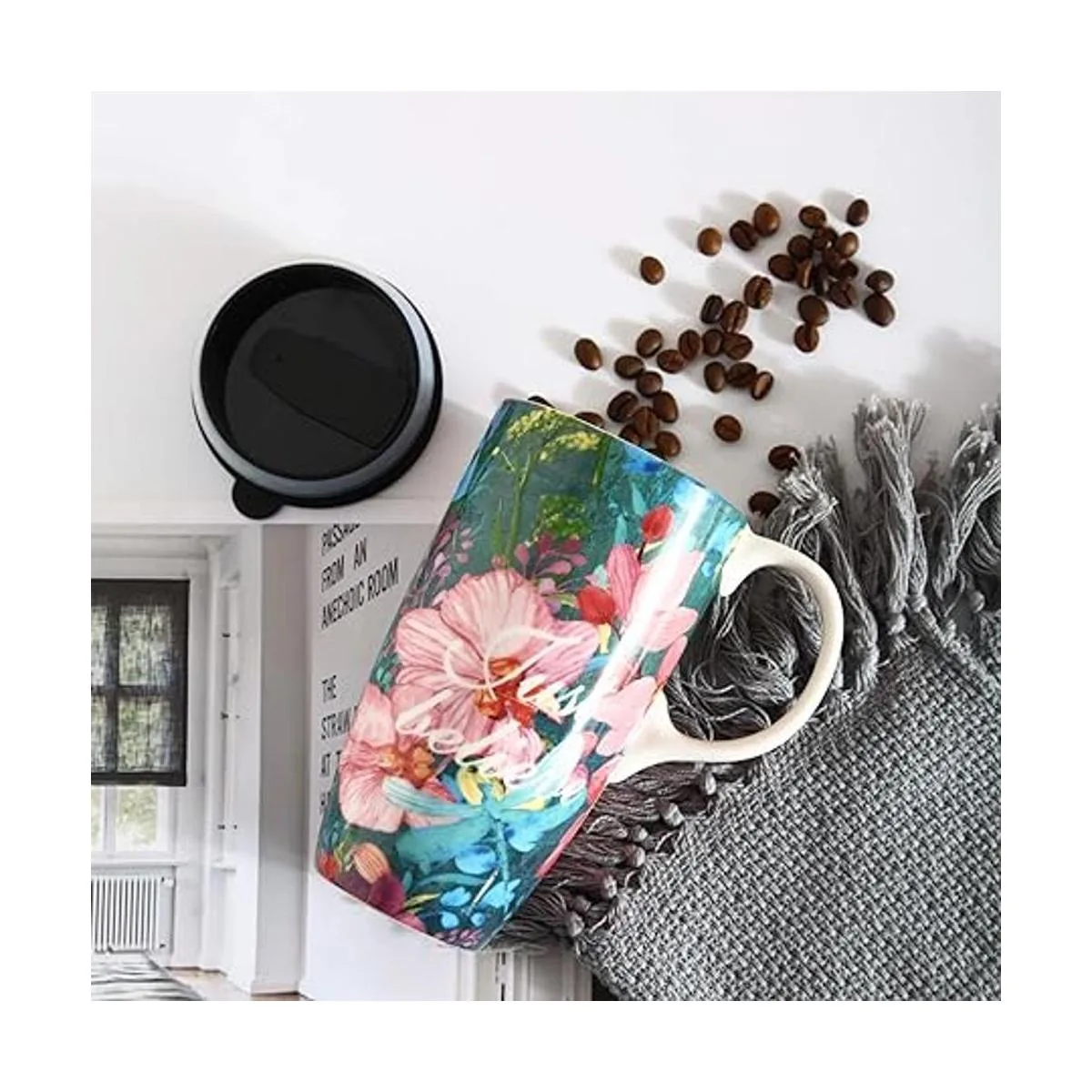 Taza de café de cerámica de 17 onzas con cajas de color y