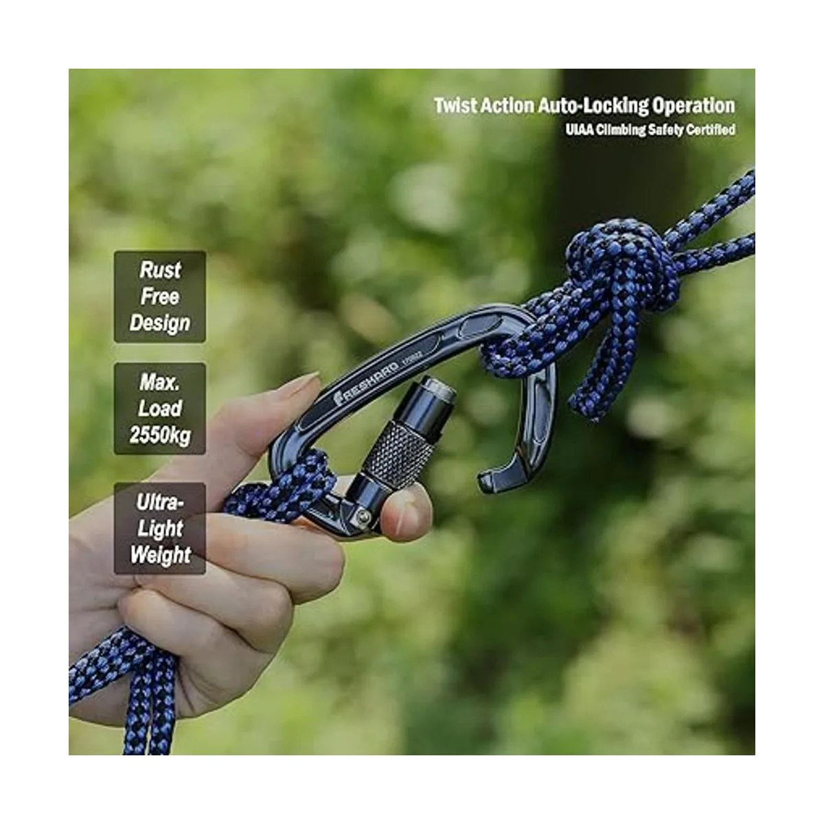FresKaro 4inches Climbing Carabiner Clips UIAA Certified_4