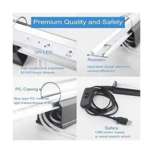 Barra de luz negra LED 10 W 1 pies USB portátil T5 UV_4