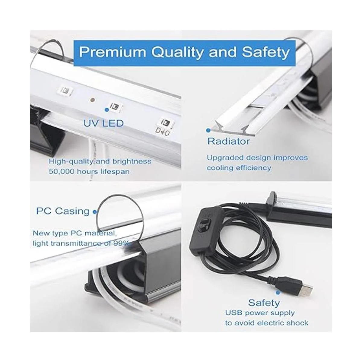 Barra de luz negra LED 10 W 1 pies USB portátil T5 UV_4