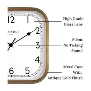 PresenTime Co Reloj cuadrado vintage de 10 pulgadas