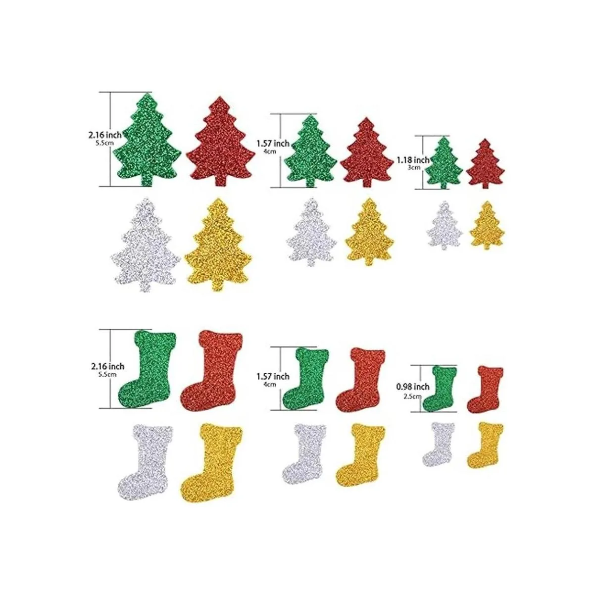 Livder 300 calcomanías de espuma con purpurina de Navidad