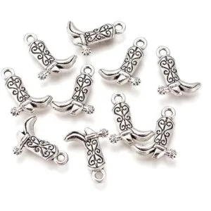 Craftdady 100 colgantes de plata antigua para botas de_1