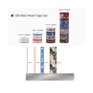 Dizdkizd Washi Juego de 100 rollos de cinta adhesiva de