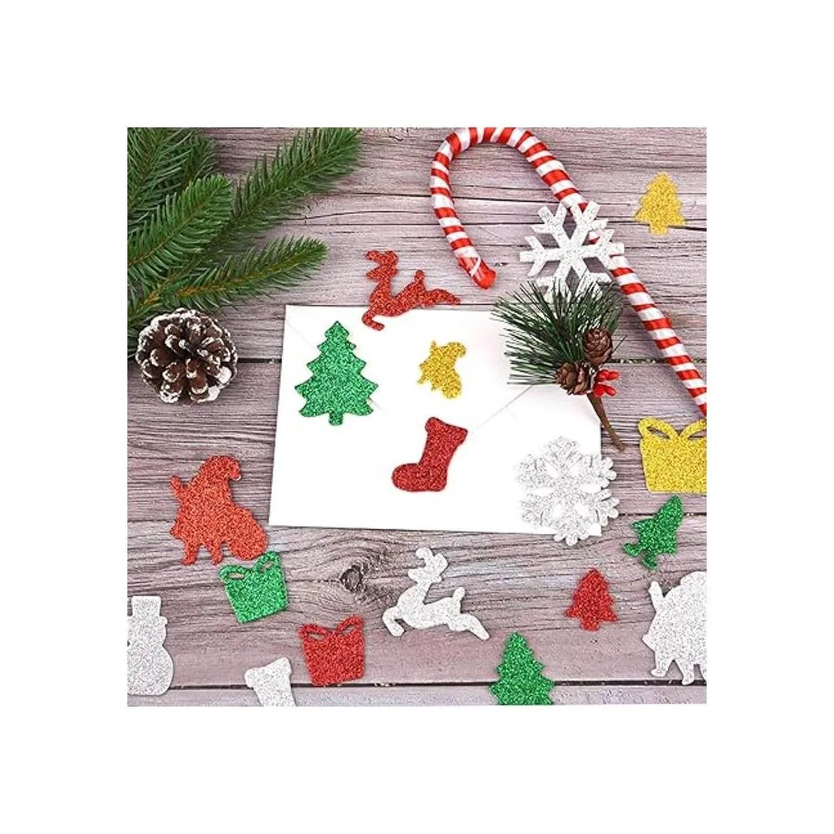 Livder 300 calcomanías de espuma con purpurina de Navidad