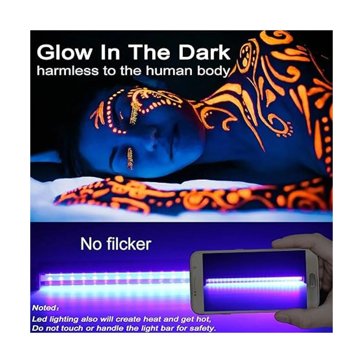 Barra de luz negra LED 10 W 1 pies USB portátil T5 UV_2