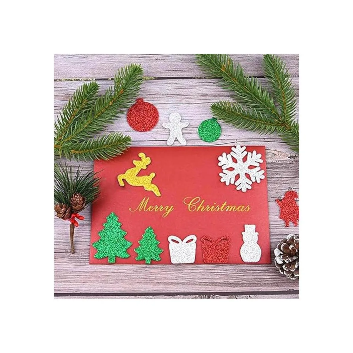 Livder 300 calcomanías de espuma con purpurina de Navidad