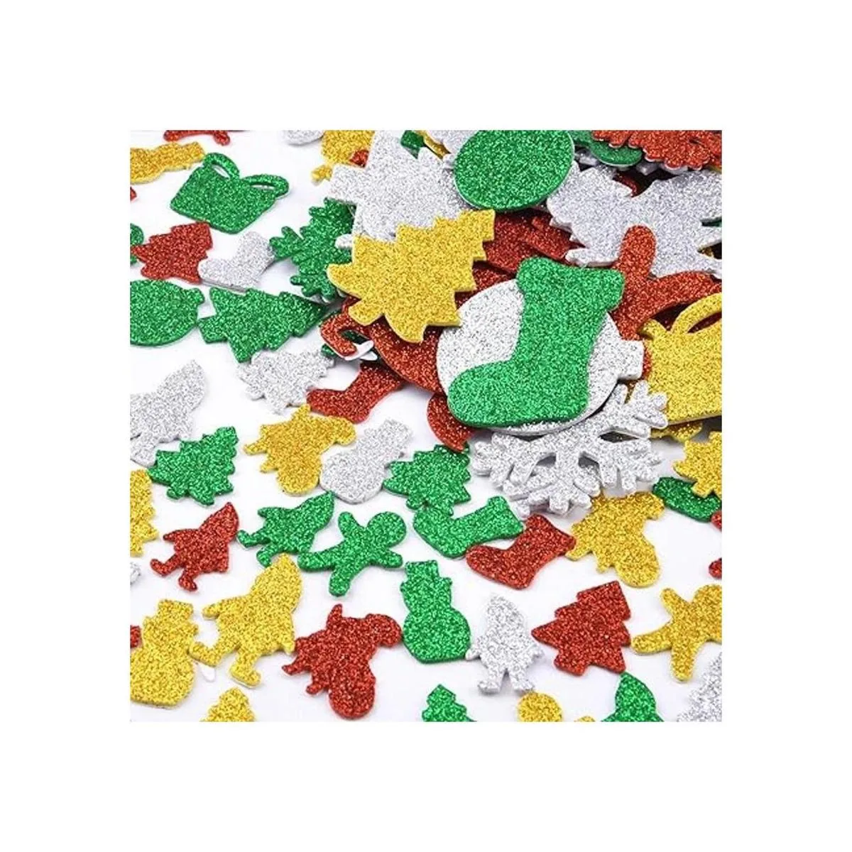 Livder 300 calcomanías de espuma con purpurina de Navidad