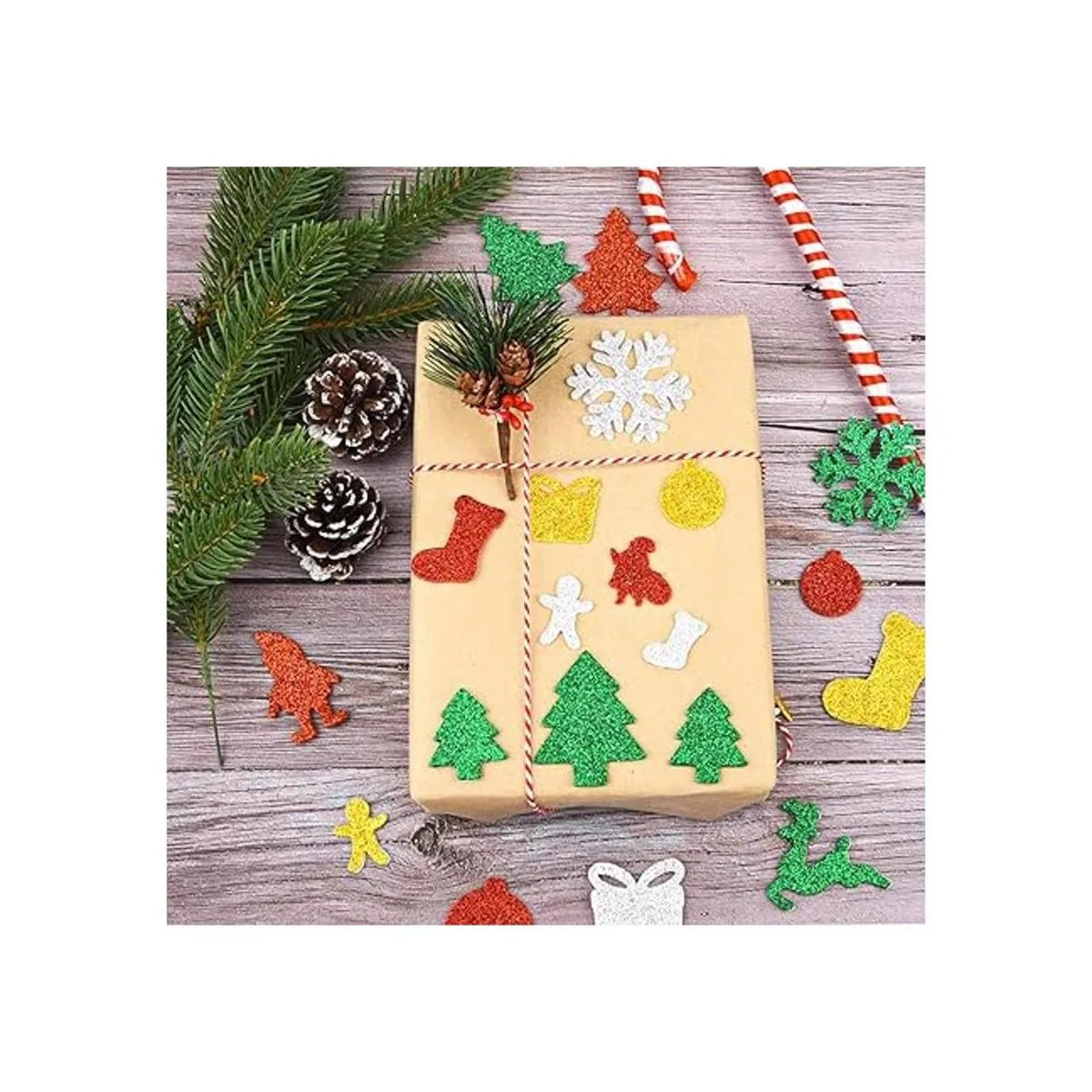 Livder 300 calcomanías de espuma con purpurina de Navidad