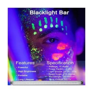 Barra de luz negra LED 10 W 1 pies USB portátil T5 UV_3