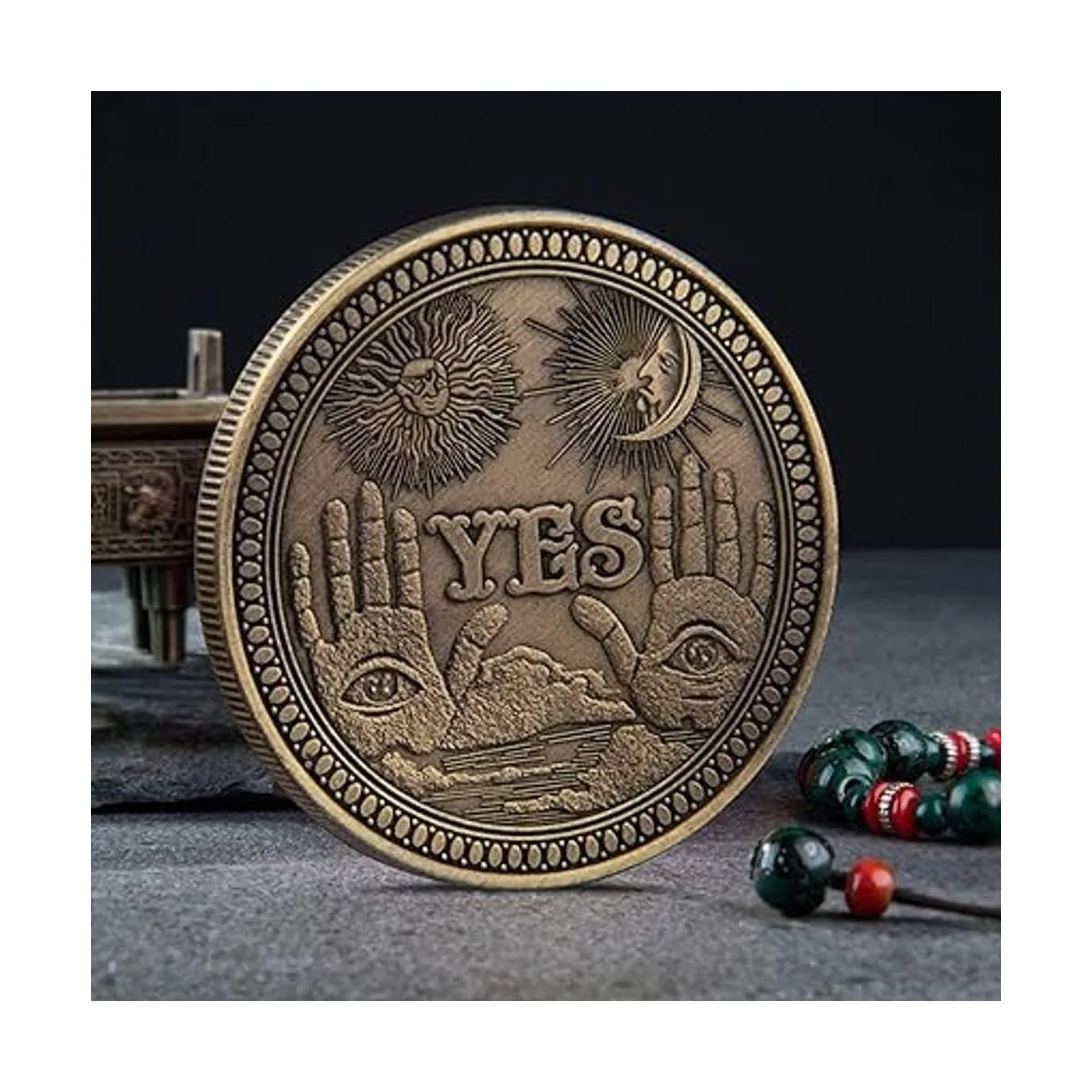 Moneda de Desafío Moneda de adivinación sí no bronce_4