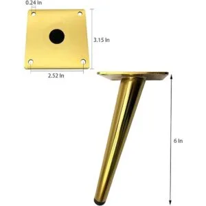 Bikani Patas de sofá doradas redondas de metal sólido_2