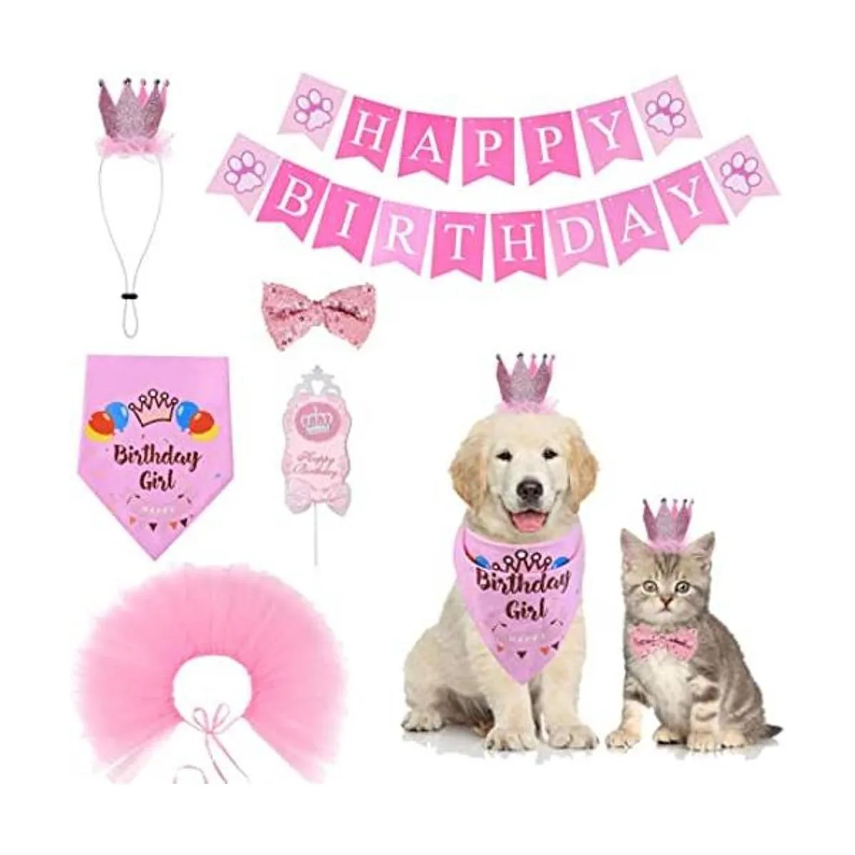 Cozifree Bandana de cumpleaños para perro niña niño
