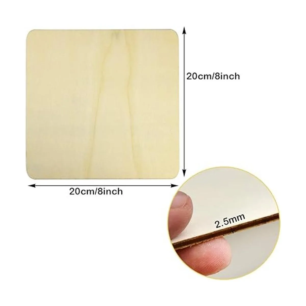 Obmwang 6 piezas de 8.0 x 8.0 in cuadradas de madera