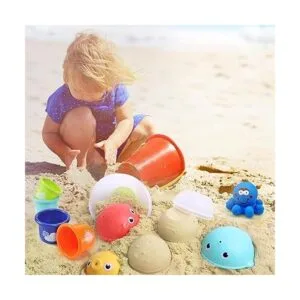 MoraBaby Juguetes apilables para el baño de bebé con bolsa_5