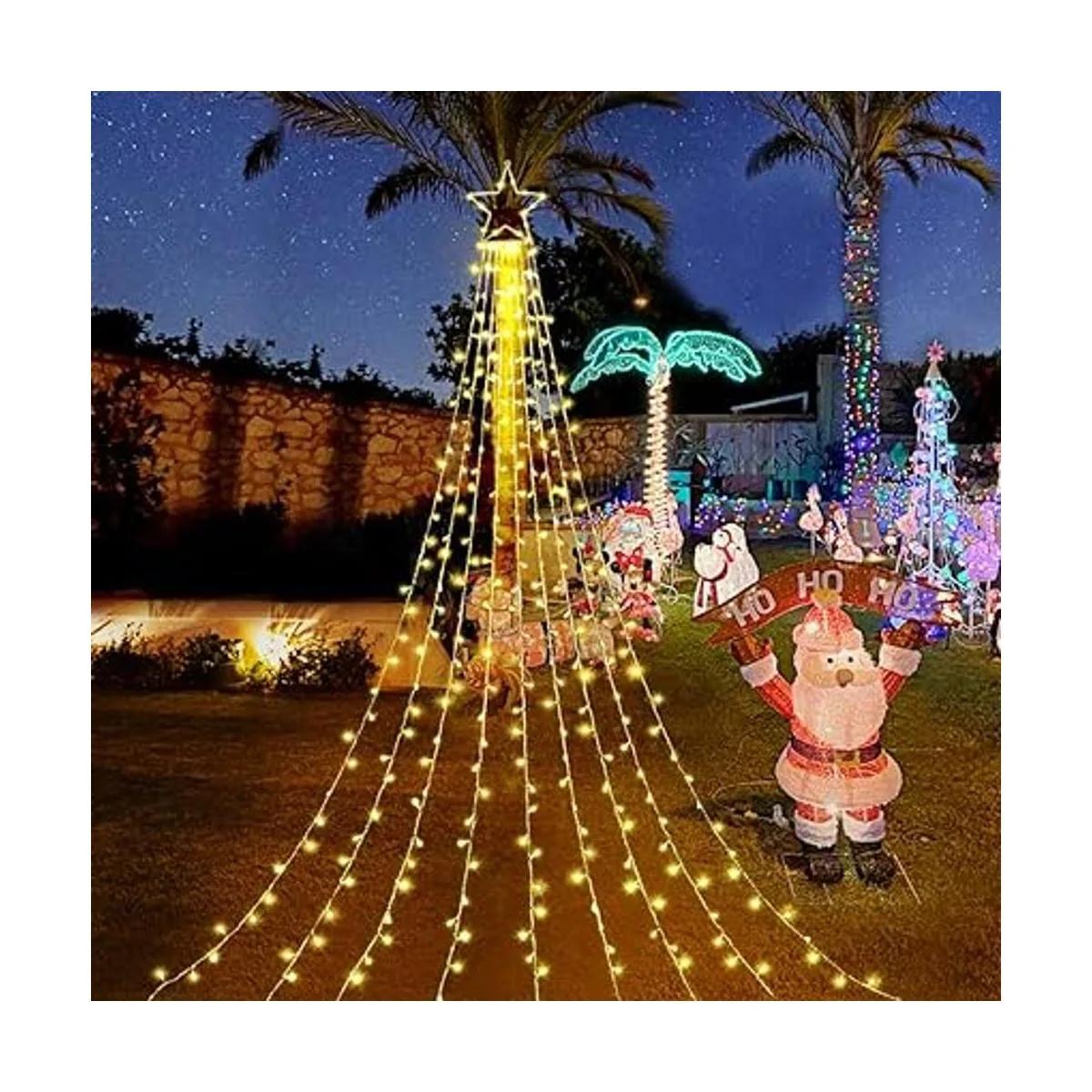 FUNIAO Tira de luces con estrella 320 luces LED cascada